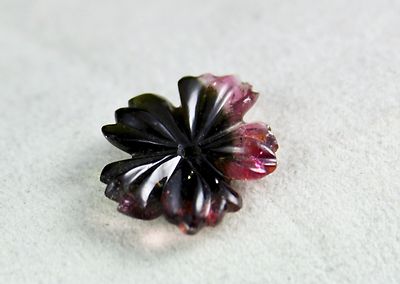 Natural Multi-color Tourmaline Carved Flower Pendant 16.41ct Gemstone Design