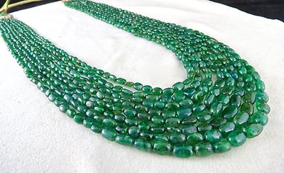 Certified Natural Emerald 512ct Beads Green Gemstone Vintage Necklace
