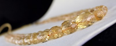 Natural Yellow Citrine 731 Ct Oval Faceted Gemstone Fine Bead Necklace