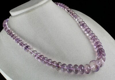 Natural Pink Amethyst Beads Faceted Round 663 Ct Gemstone Fashion Necklace