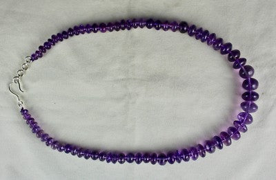 Sterling Silver Natural Amethyst 389 Ct Round Beads Purple Gemstone Necklace