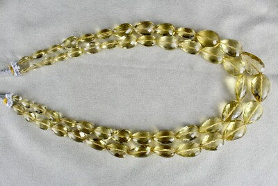 Certified Natural Lemon Quartz 409 Ct Beads Tear Drop Gemstone Necklace