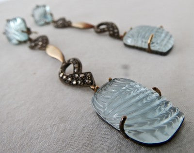 Certified 18k Gold Sterling Silver Natural Diamond Blue Aquamarine 92ct Earrings