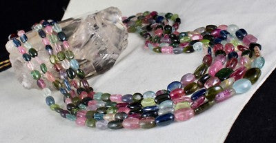 Certified Natural Multi Tourmaline Aquamarine Necklace 941 Ct Gem Beaded Party
