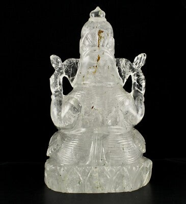Certified Natural Rock Crystal Quartz 32925 Ct 11" Lord Ganesha Statue Decor