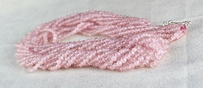Sterling Silver Natural Rose Quartz Beads 591 Carat Gemstone Necklace For Women