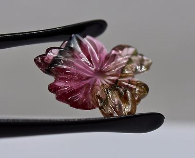 Natural Multi Tourmaline 16 Ct Carved Flower Gemstone For Ring Pendant
