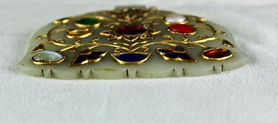 Exclusive Rare Persian Jade 341ct Natural Diamond Navratan Gemstone Gold Pendant
