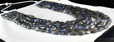 Certified Natural Black Labradorite Faceted Tumble 1782 Ct Gemstone Necklace