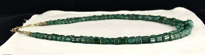 Certified Natural Emerald Beads 688 Ct Green Gemstone Sterling Silver Necklace