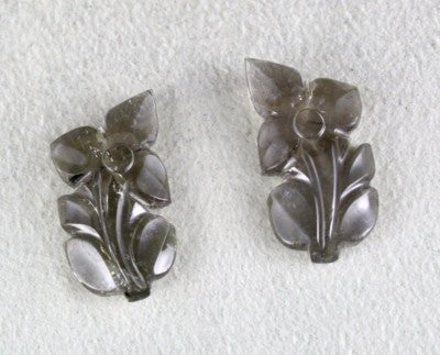 Natural Grey Tourmaline 45.60 Ct Carved Leaf Gemstone For Earring Designing