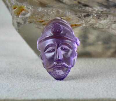Natural Amethyst Carving Face Cabochon 15.32ct Gemstone Pendant Design