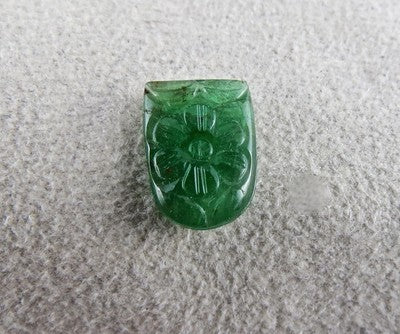Natural Emerald 6.74 Ct Carved 16x12 Mm Gemstone Birthstone Ring Pendant