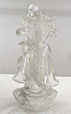 Spiritual Natural Quartz Lord Krishna Gemstone Statue 1190 Ct Rock Crystal