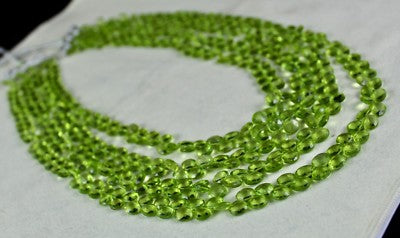 Certified Natural Peridot Beads Teardrop 521 Ct Green Gemstone Necklace