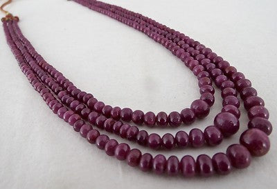 Certified Natural Ruby 333 Ct Beads Round Gemstone Necklace For Women