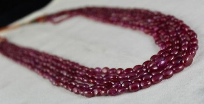 Natural Ruby 433 Ct Bead Necklace 17 Inches Ladies Jewelry