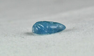 Classic 3.84 Ct Natural Blue Aquamarine Carved Leaf Gemstone Pendant Ring