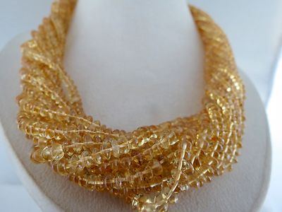 Citrine Beaded Bunch Necklace 11 Line 839ct Gemstone Sterling Silver Clasp