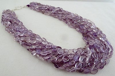 Sterling Silver Long 1419ct Natural Brazil Amethyst Beads Necklace Fashion