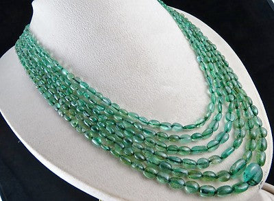 Certified Natural Emerald Necklace 398 Ct Cabochon Beads Important Gemstone