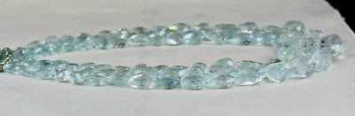 Certified Natural Aquamarine 914 Ct Faceted Tumble Beads Blue Necklace