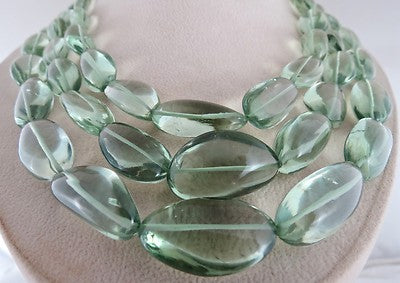 Certified Natural Green Amethyst Quartz 1172ct Beads Cabochon Fine Necklace