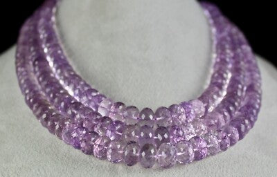 Certified Natural Pink Amethyst Faceted Beads Round 1466 Ct Necklace For Women