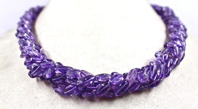 Sterling Silver Natural Amethyst Beads 628 Ct Cabochon Necklace For Women