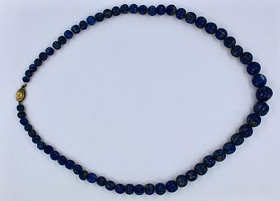 Natural Blue Lapis Lazuli Beads Necklace 390 Cts Carved Round Gemstone 1 Line