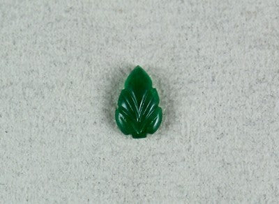 Zambia Natural Emerald Leaf Carved Gemstone 3.02 Ct For Rings Or Pendants