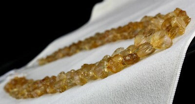 Certified Natural Citrine Heart Beads 552ct Yellow Gemstone Vintage Necklace