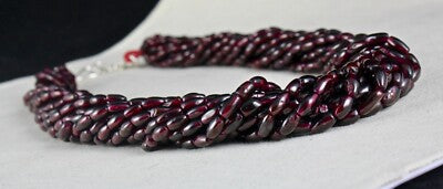 Exclusive Natural Red Garnet Beads 1135 Ct Sterling Silver Fancy 12 L Necklace