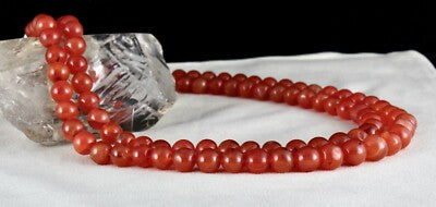 Natural Carnelian 862 Ct Beads Round Gemstone Necklace 2 Line Important