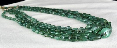 Certified Vintage Emerald Cabochon Beads 466 Ct Necklace For Women