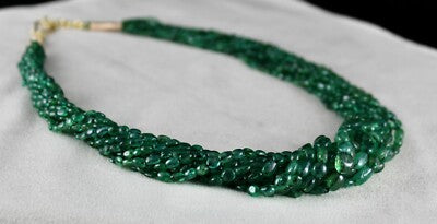 Certified Natural Emerald Bead Cabochon 486 Ct Gemstone Necklace For Women