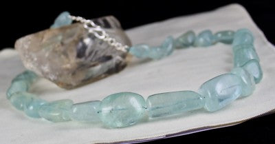 Certified Natural Blue Aquamarine 1471 Ct Sterling Silver Gemstone Necklace