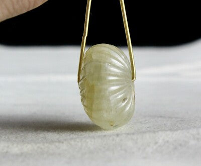 Certified Natural Yellow Sapphire Bead Carved Melon 68.25ct Gemstone Designing