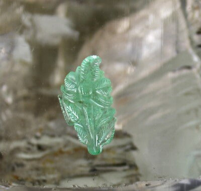 Certified Natural Colombian Emerald Carved Leaf 9.72 Ct Loose Gemstone