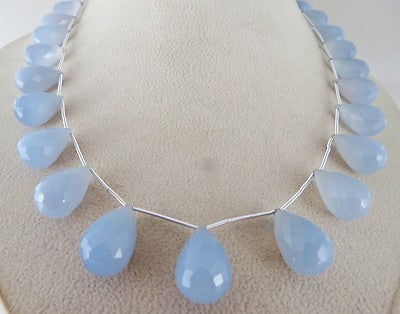 Blue Chalcedony 330 Ct Venetian Necklace 925 Sterling Silver For Wedding