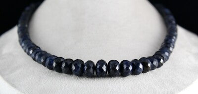 Dyed Sapphire Corundum Beads 803 Carats Round Faceted Gemstone Necklace