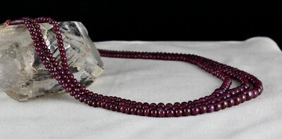 Certified Natural Red Ruby Beads 3 Line 414 Ct Fashion Necklace For Women