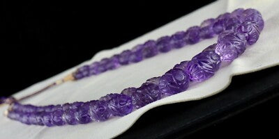 Certified Natural Amethyst Carved Beads Necklace 797 Ct Gemstone Important