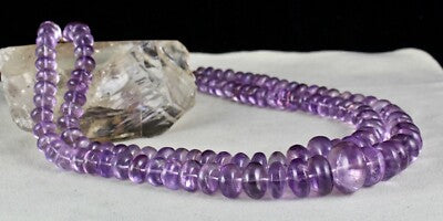 Certified Natural Amethyst 23mm Beads Necklace 1252 Ct Purple Gemstone For Women