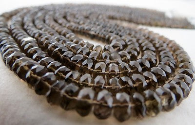 Natural Black Smoky Quartz Faceted Round 480 Ct Bead Fashion Necklace