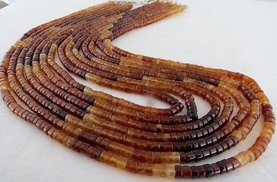 Certified Hessonite Garnet Shaded Button Necklace 1047 Ct Semi Precious Gemstone