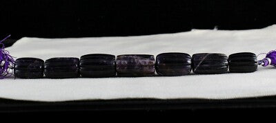 Natural Amethyst 465ct Carved Beads Long 7 Pcs Gemstone Designing Jewels