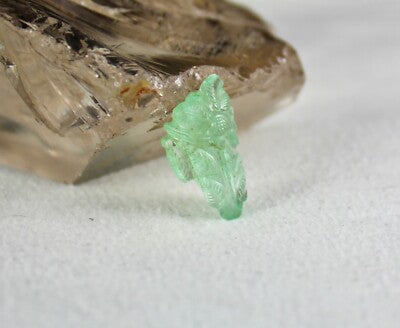 Certified Natural Colombian Emerald Carved Leaf 9.72 Ct Loose Gemstone