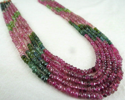 Natural Shaded Multi Tourmaline Faceted Round Beads Necklace 289 Ct 5 L