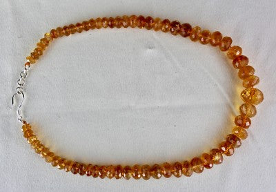 Natural Yellow Citrine Faceted Round Necklace For Party 509ct Beads Gemstone 1l